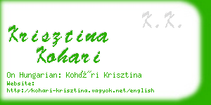 krisztina kohari business card